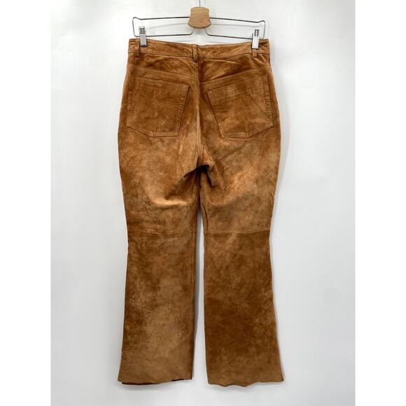 Express Vintage Suede Leather Brown Kick Flare Pants - Picture 5 of 5